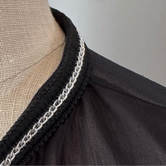 The Limited Women’s Sheer Black Tunic Blouse Long Sleeve Chain Detail Sz M - Picture 5 of 12